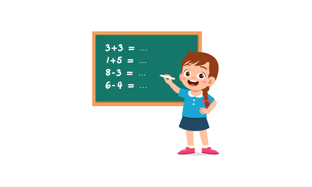 bambina fa operazioni matematica