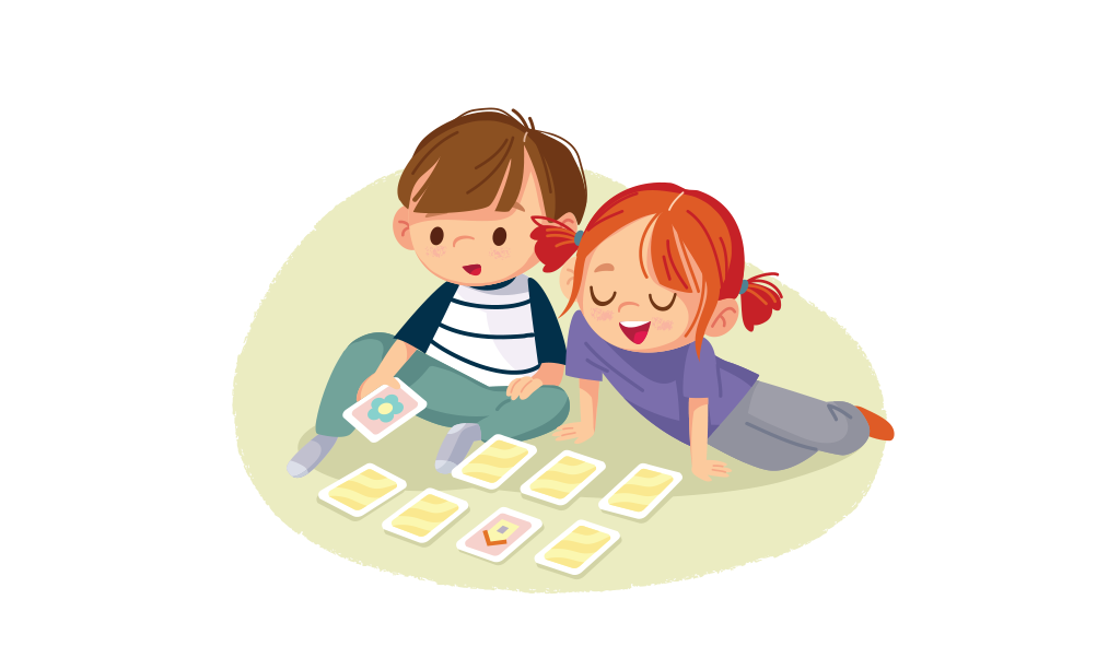 bambini giocano a memory