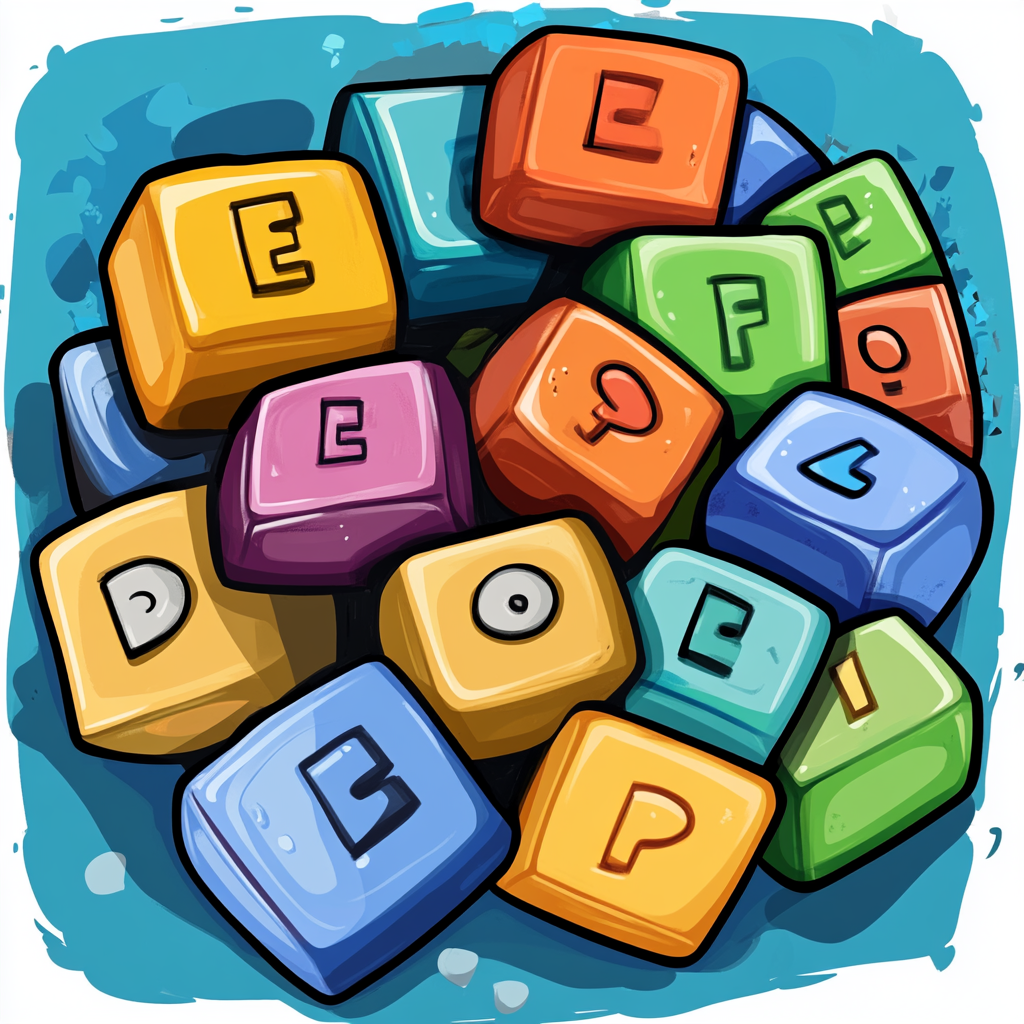 Illustrazione cartoon del gioco Boggle Paroliere