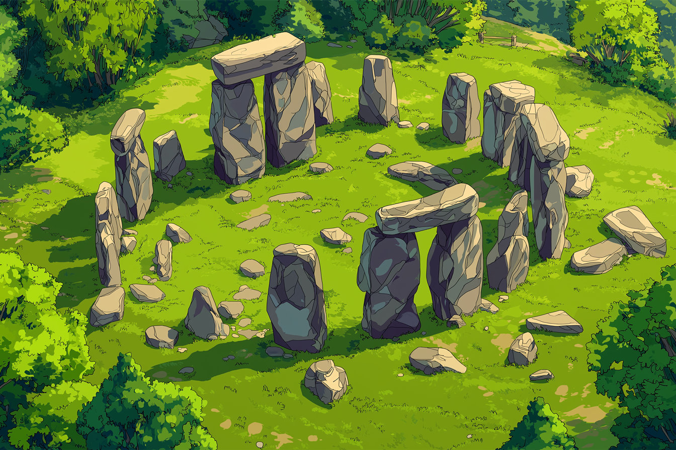 Illustrazione cartoon del cromlech di stonehenge salisbury regno unito