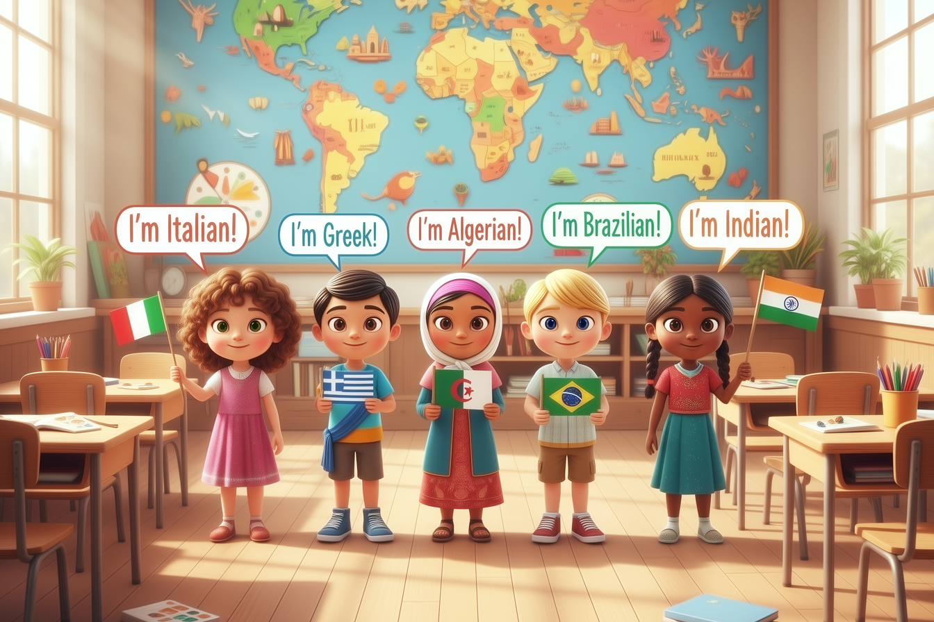disegno-bambini-bambine-bandiere-diverse-nazionalita