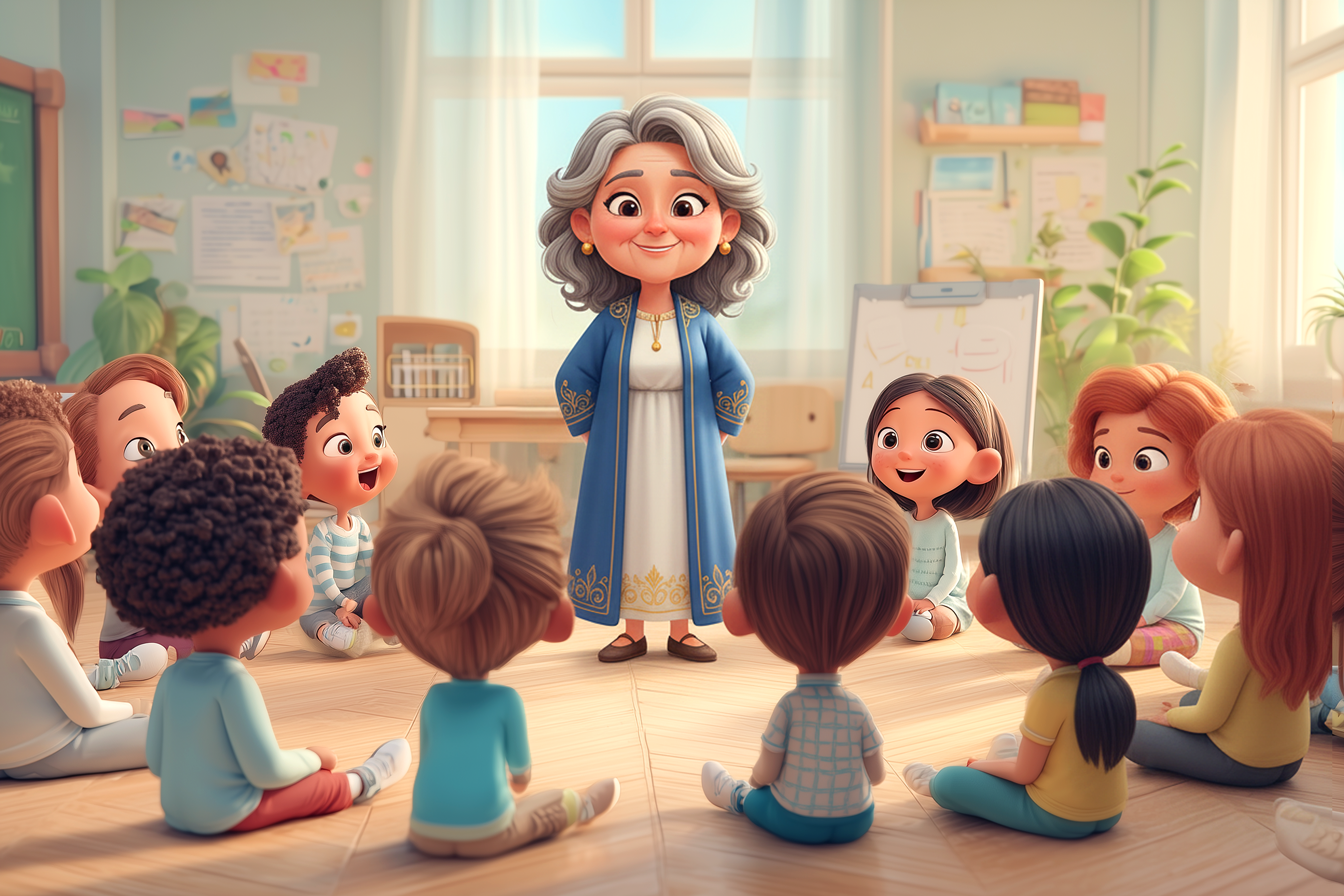 una-insegnante-bambini-seduti-in.circolo