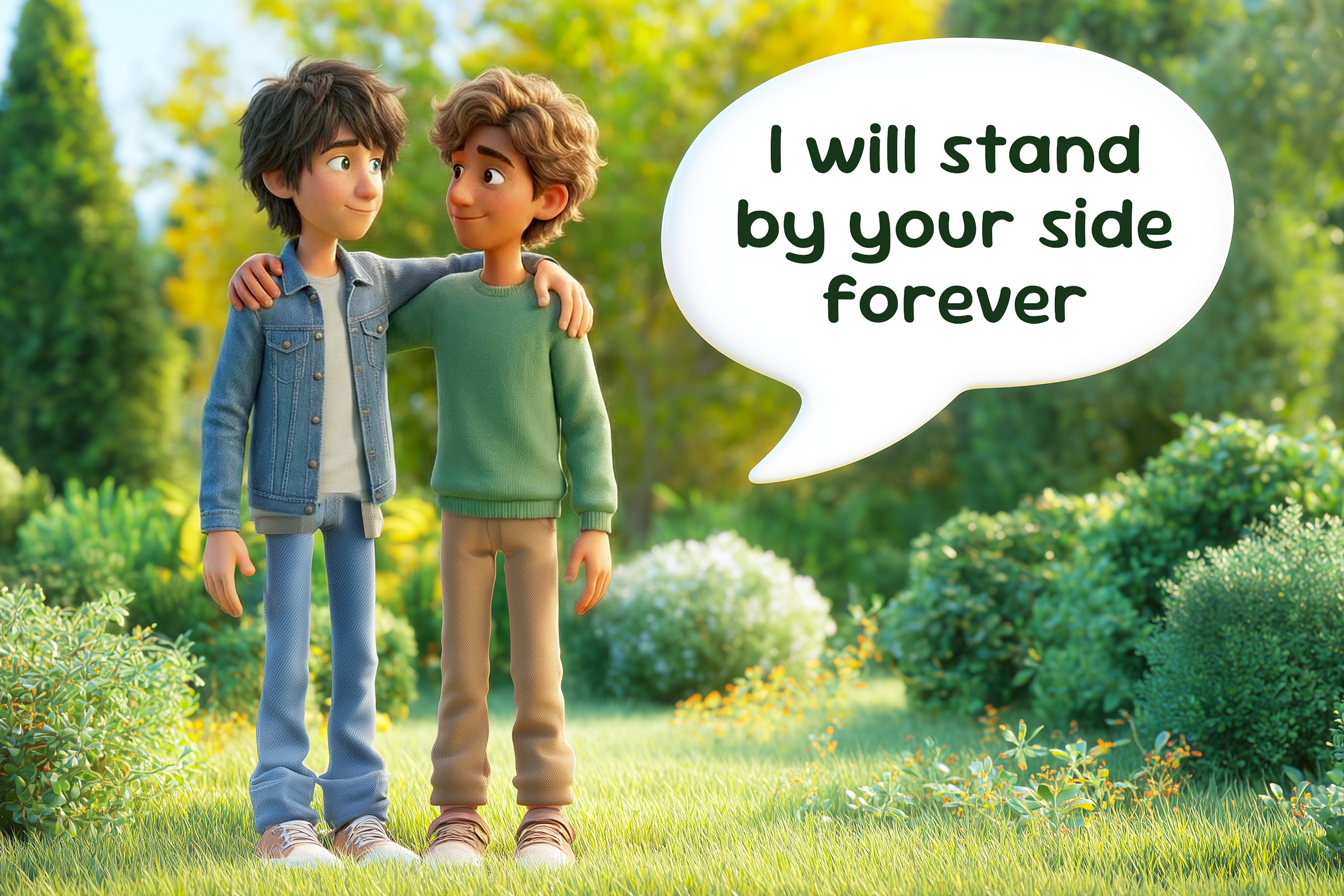 due amici, due ragazzi di circa 15 anni, si promettono: I will stand by your side forever