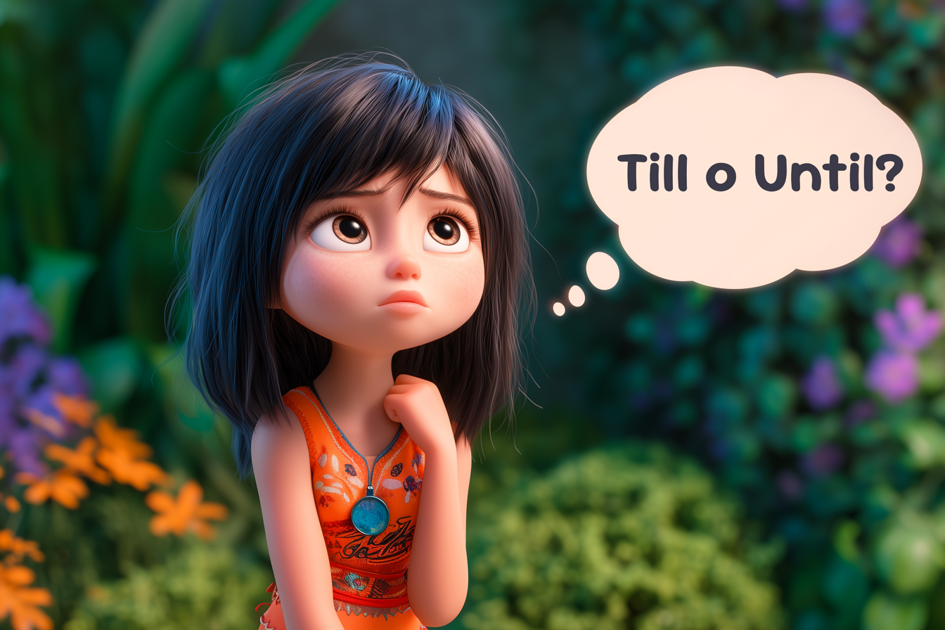 bambina dubbiosa pensa “till o until?”