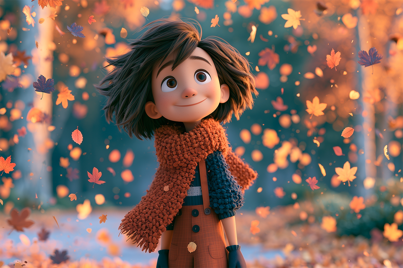bambina con sciarpa nel bosco in autunno