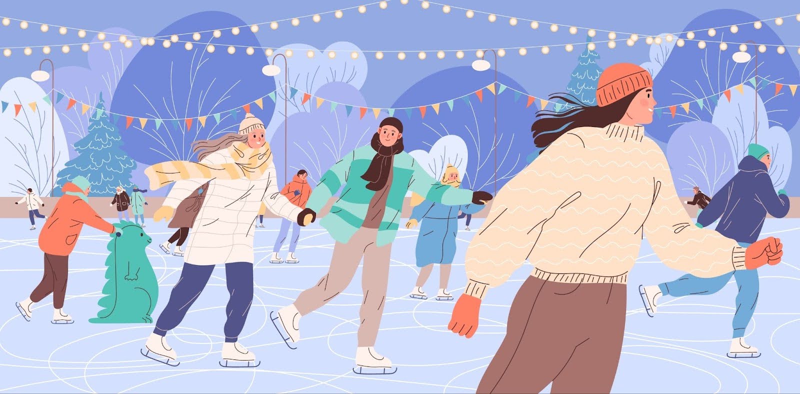 Zimowe czynności po angielsku - ilustracja