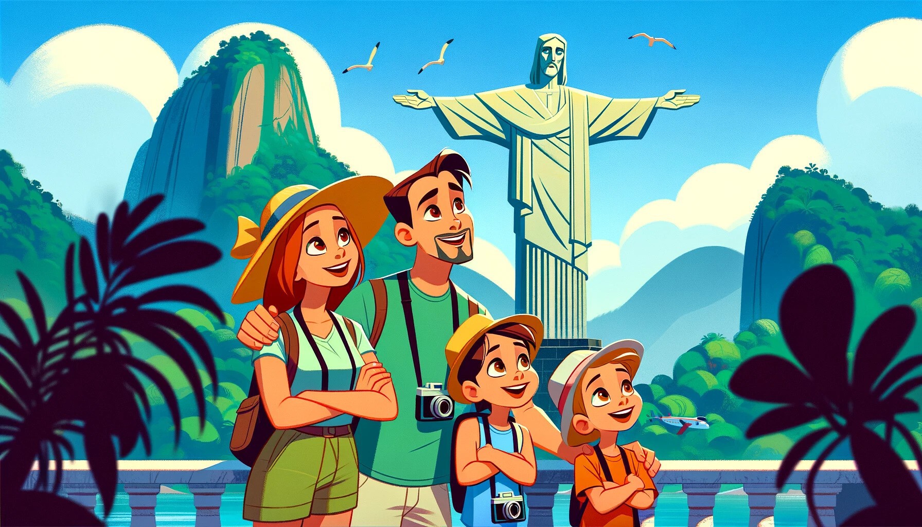 Rodzina zwiedza Rio de Janerio - ilustracja