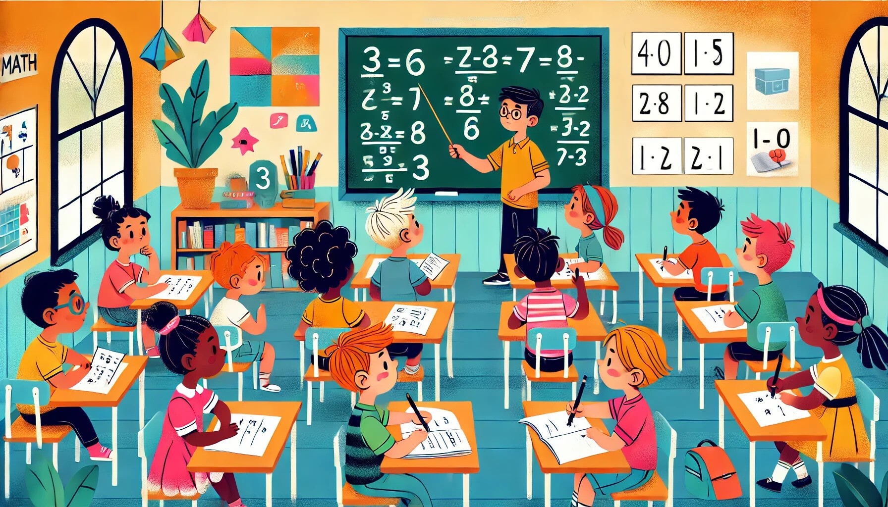 Dzieci uczą się matematyki - ilustracja