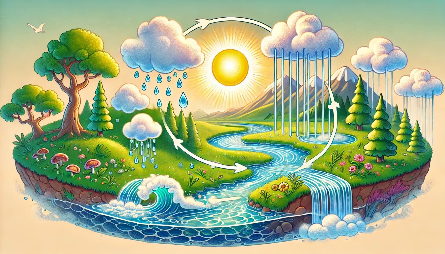 Obieg wody w przyrodzie - ilustracja
