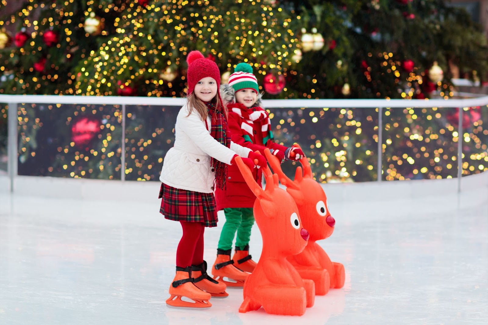 Copii la patinoar.
