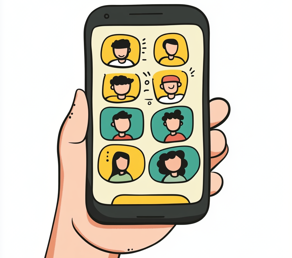 Grup de părinți pe smartphone