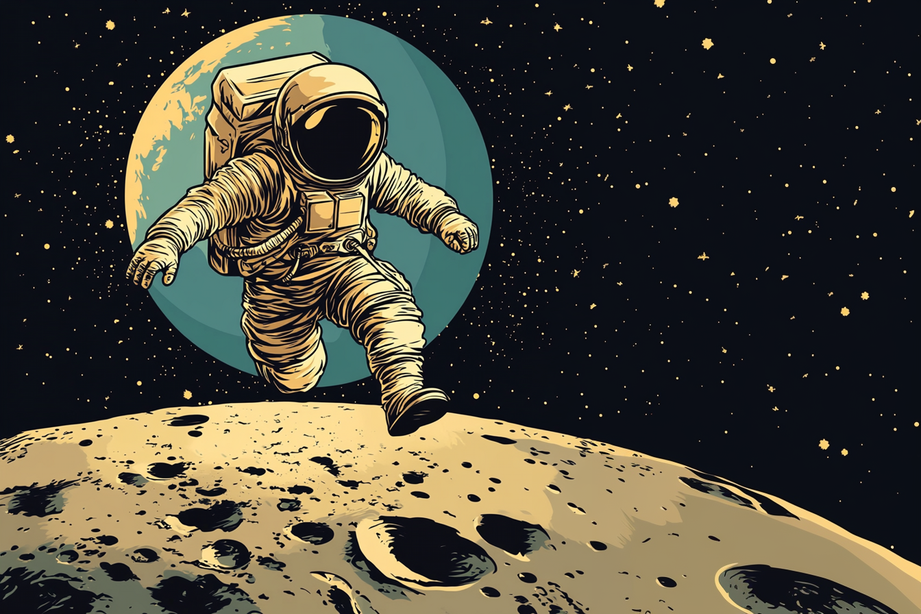 Astronaut pe lună.
