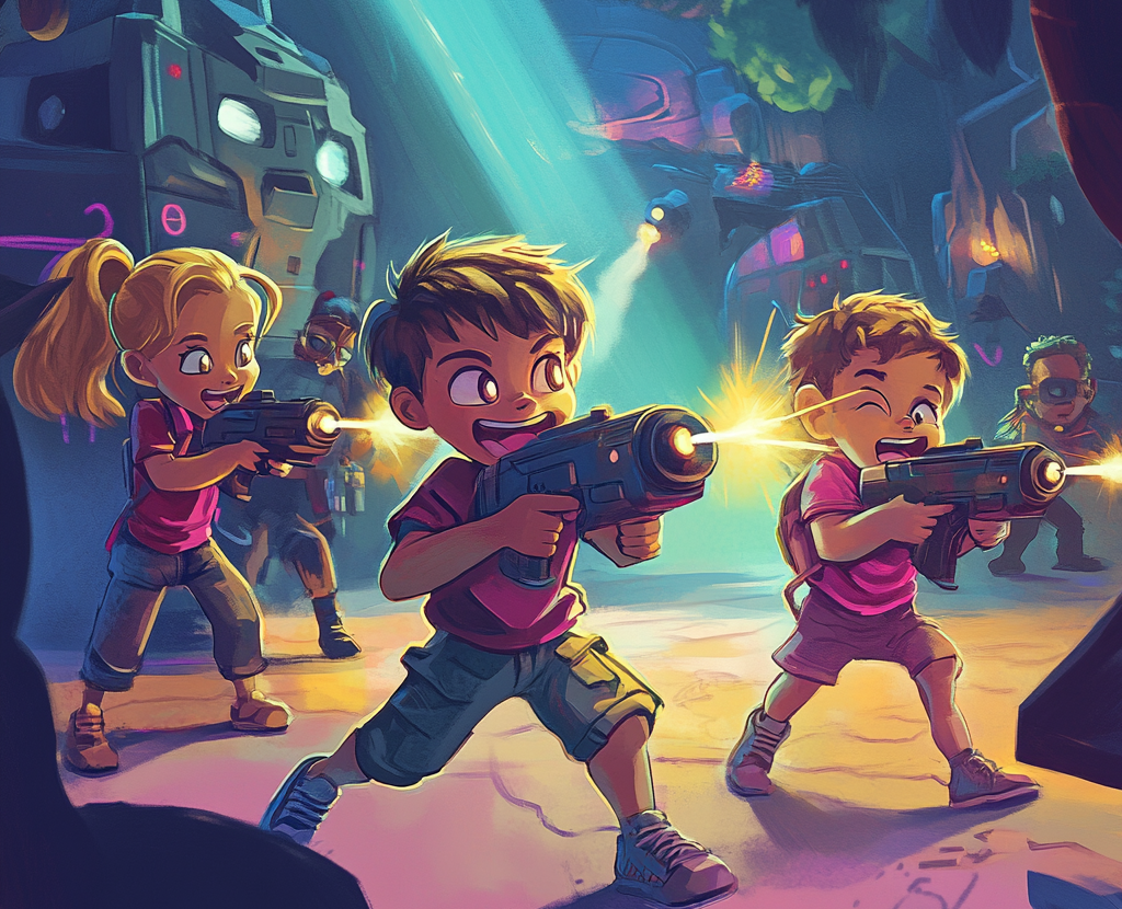 Copii se joacă laser tag