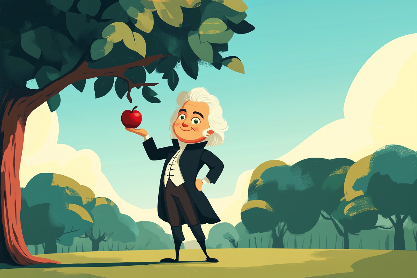 Sir Isaac Newton cu mărul