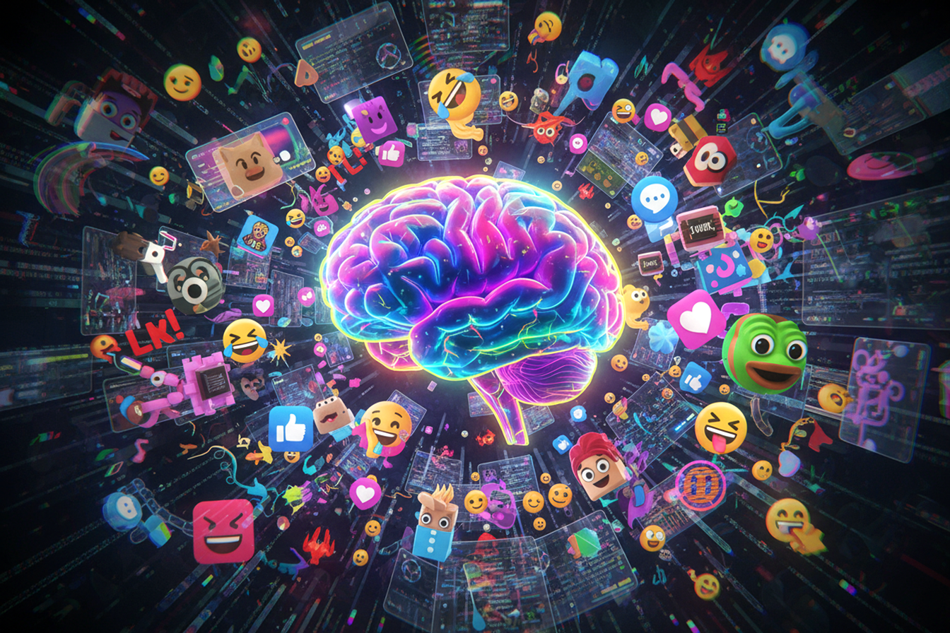 Brain rot în cultura internetului și gamingului: Roblox, meme-style shapes, TikTok layout generic