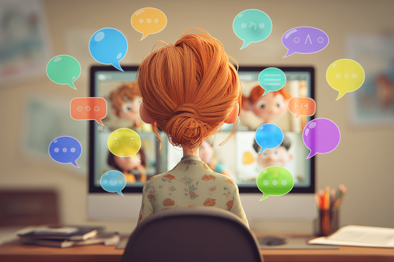 Copii din diferite țări participând la conversații în limba engleză online