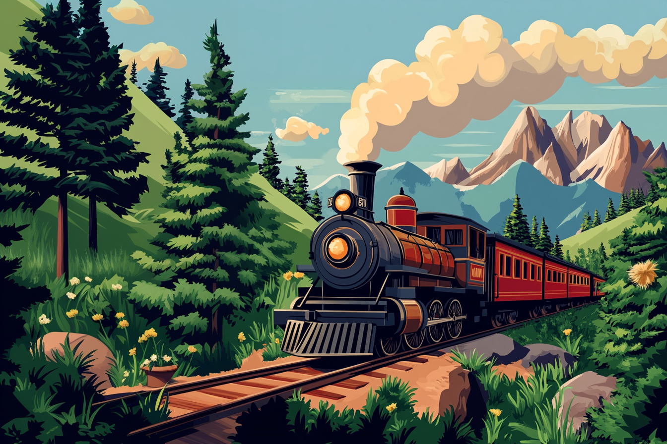 Tren cu aburi la munte