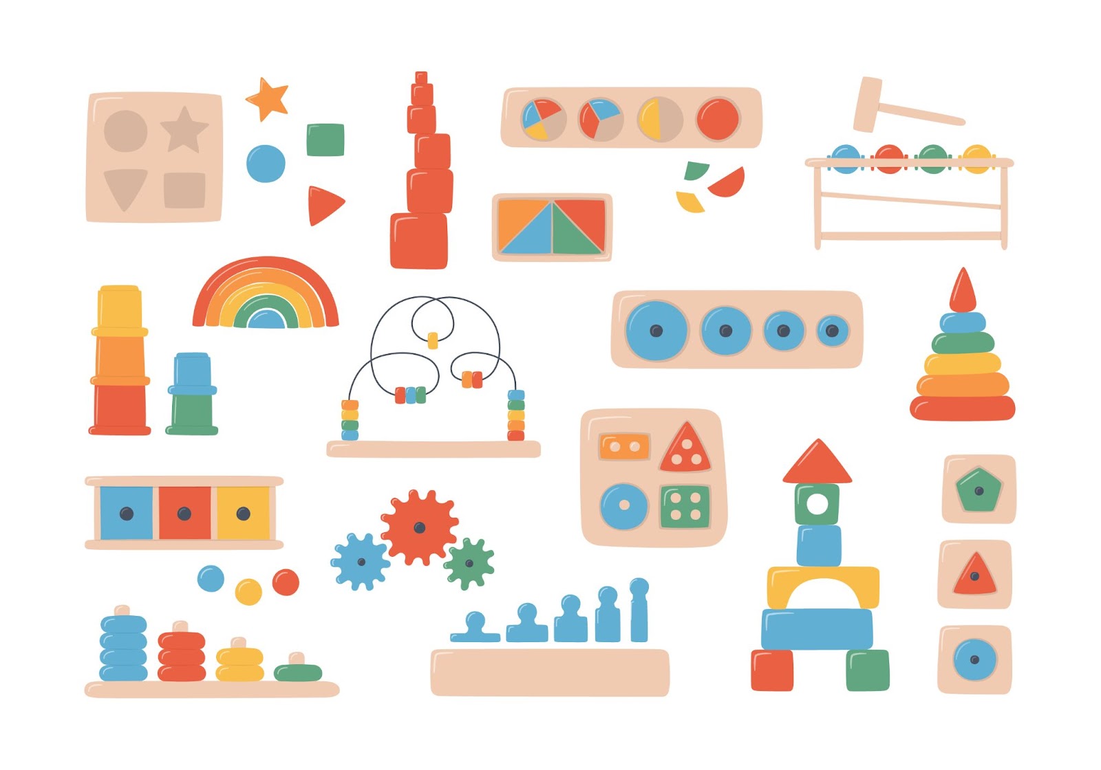 Montessori oyunları için eğitim mantık oyuncakları. Okul öncesi çocuklar için ahşap oyuncaklar.