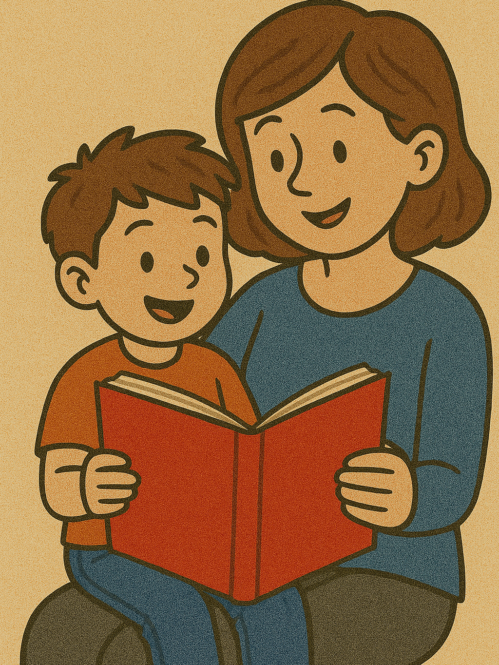 Çocuk Annesiyle Kitap okuyor