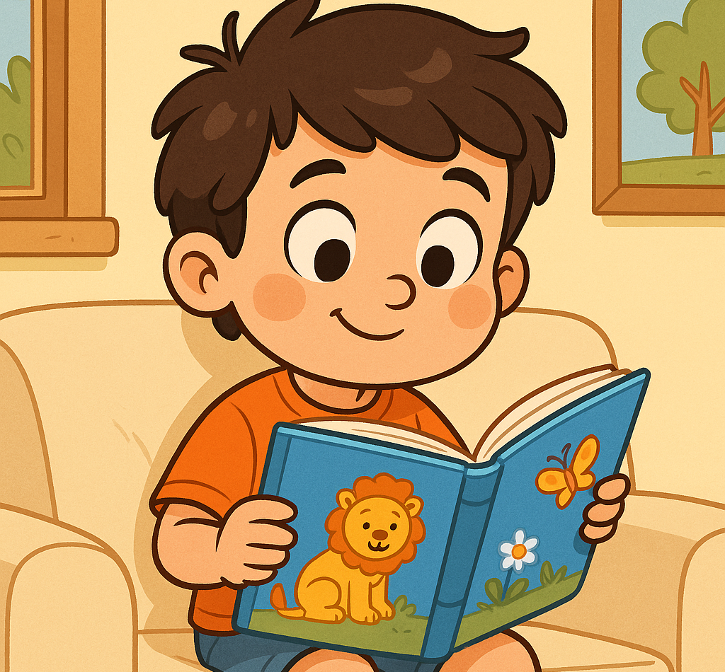Çocuk kitap okuyor